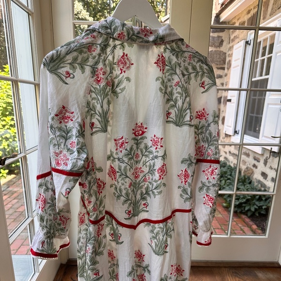 JULIET DUNN Raglan Shirt Dress in Japanese floral, red and sage floral - Picture 7 of 10